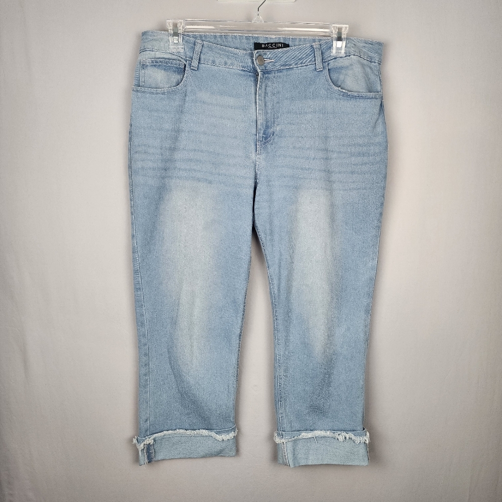 Baccini Crop Jeans Women Sz 14 Rolled Hem